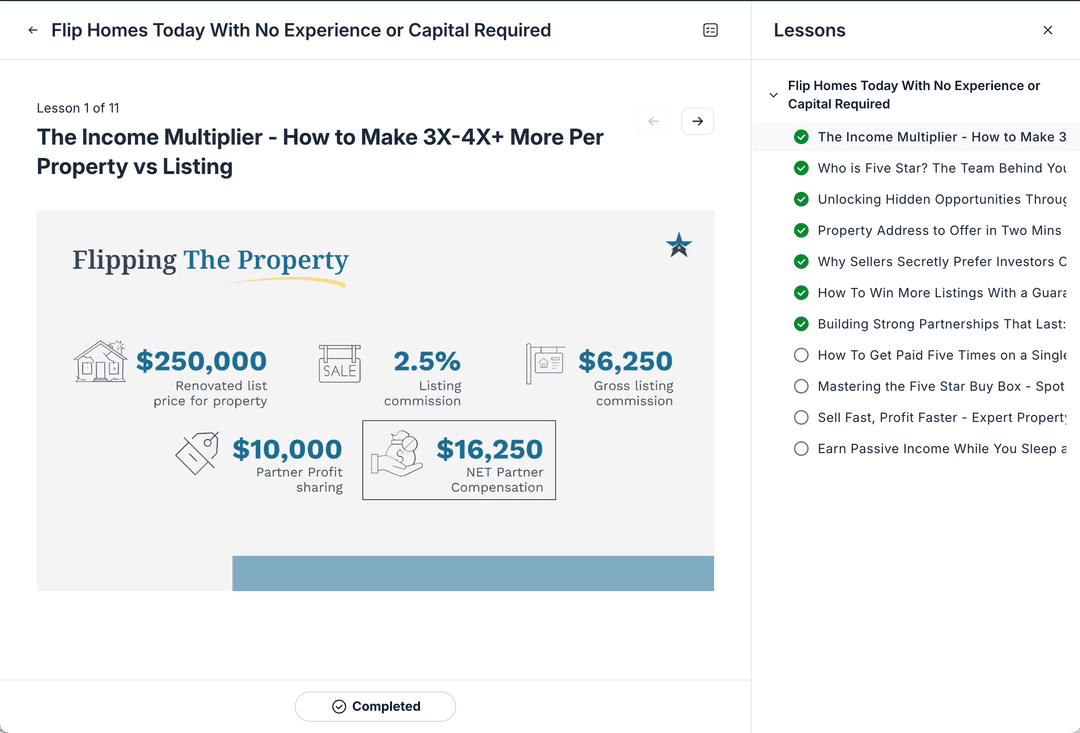 Five Star Academy dashboard